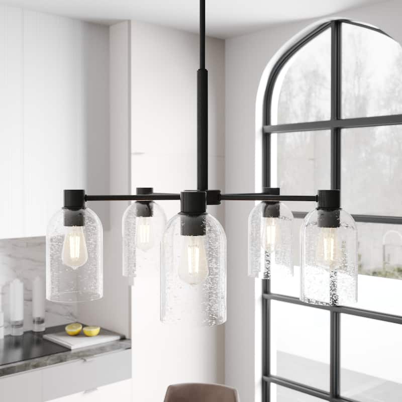 Hunter Lochemeade 5 Light Chandelier - Dining Room, Living Room, Entry - Modern Farmhouse, Industrial, Contemporary - Noble Bronze