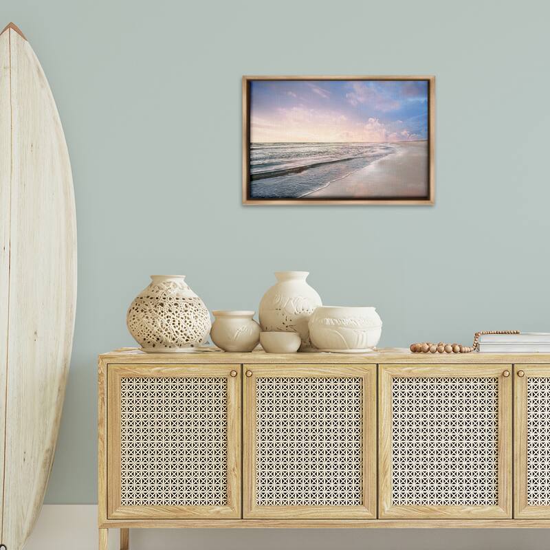 Stupell Receding Beach Shore Framed Floater Canvas Wall Art Design By Natalie Carpentieri