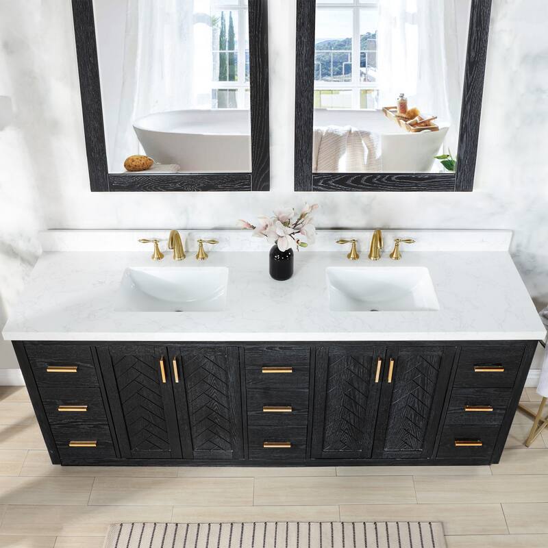 Altair Gazsi Bathroom Vanity with Composite Stone Countertop without Mirror