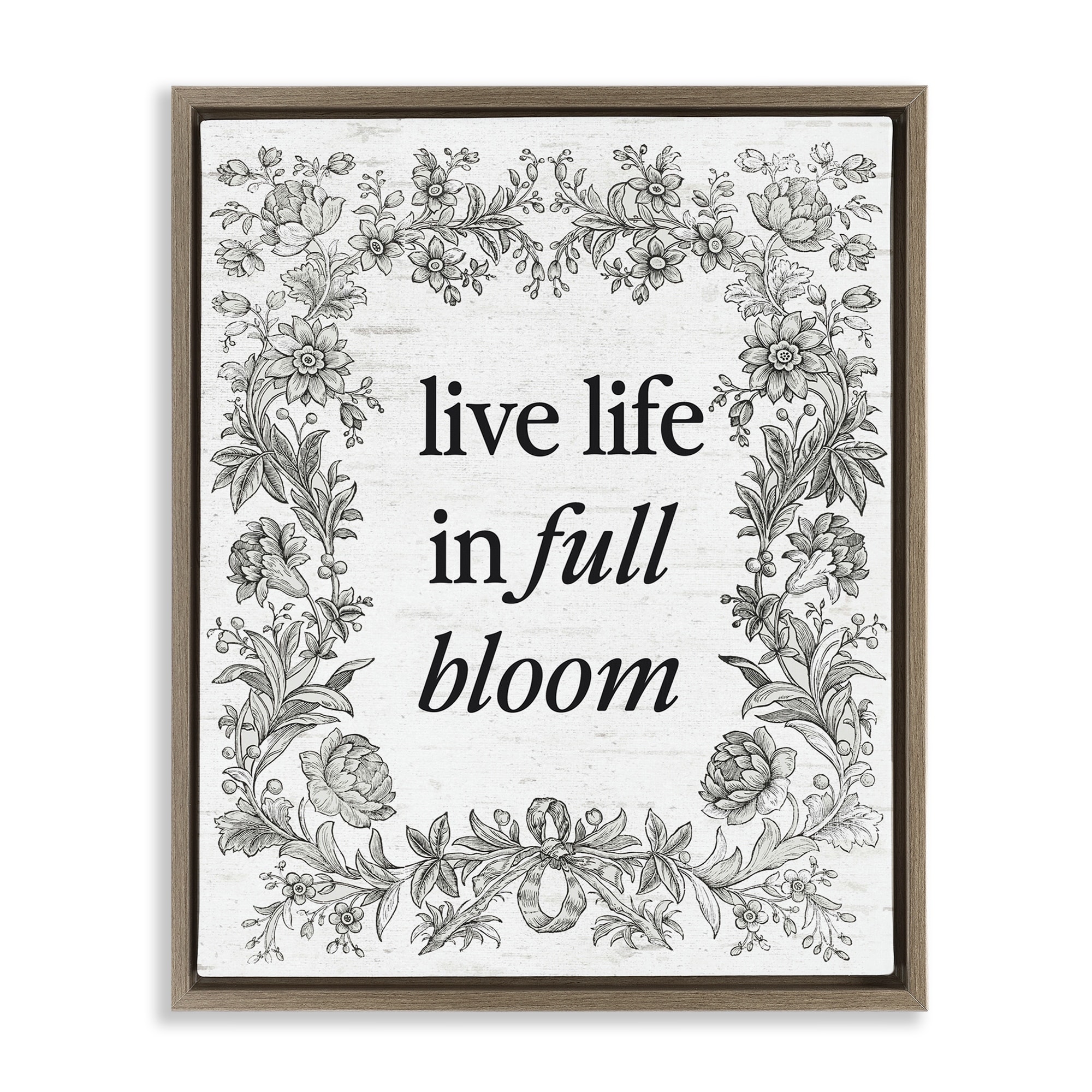 Stupell Vintage Life In Full Bloom Framed Floater Canvas Wall Art Design By Lettered and Lined