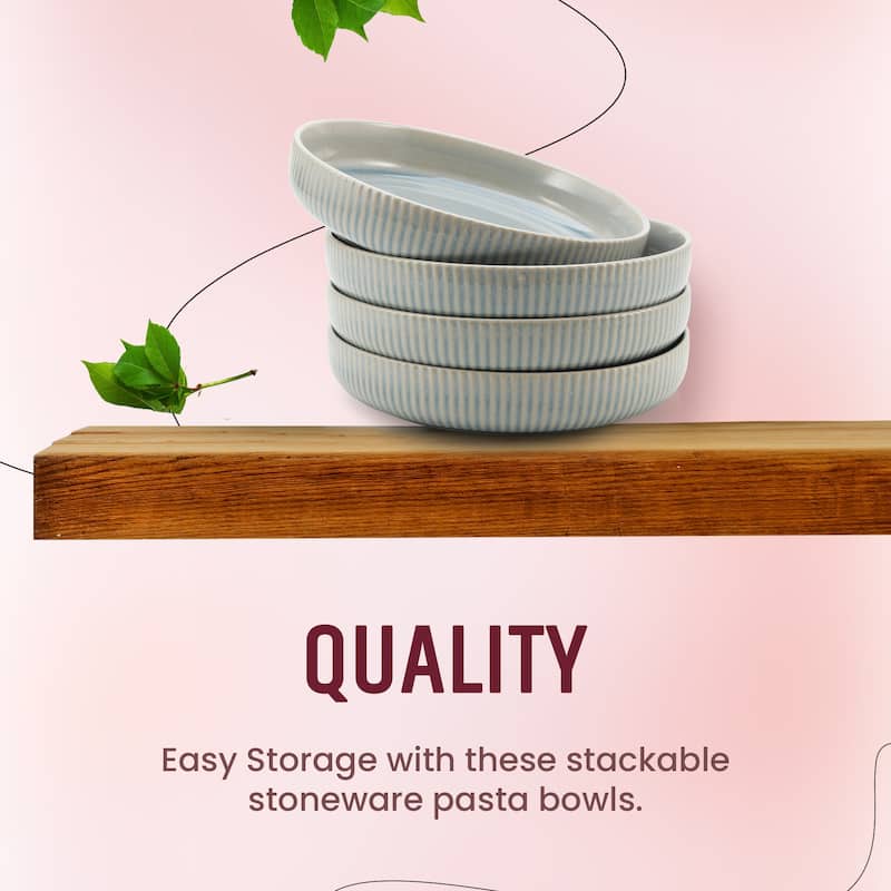 American Atelier Set of 4 Wide Shallow 40 oz Pasta Bowls
