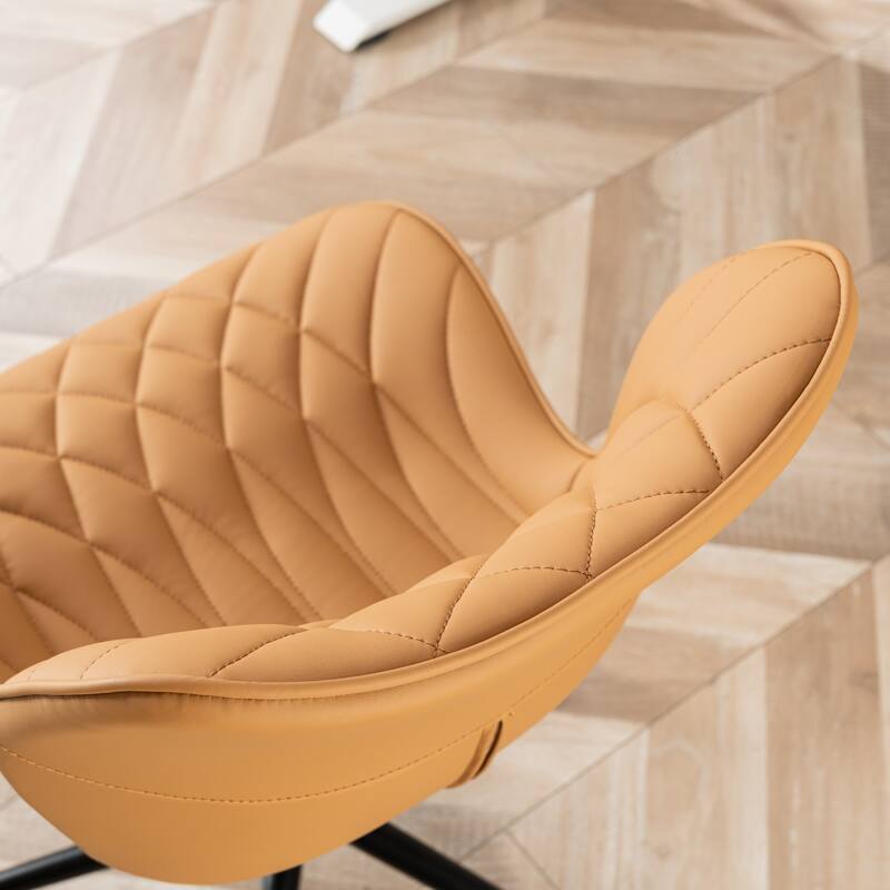 Faux Leather Office Chair with Wheels, Upholstered Task Chair