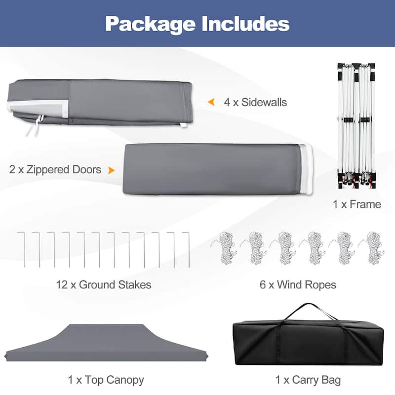 Costway 10 x 20FT Pop up Canopy Outdoor Canopy Tent with 6 Sidewalls - See Details