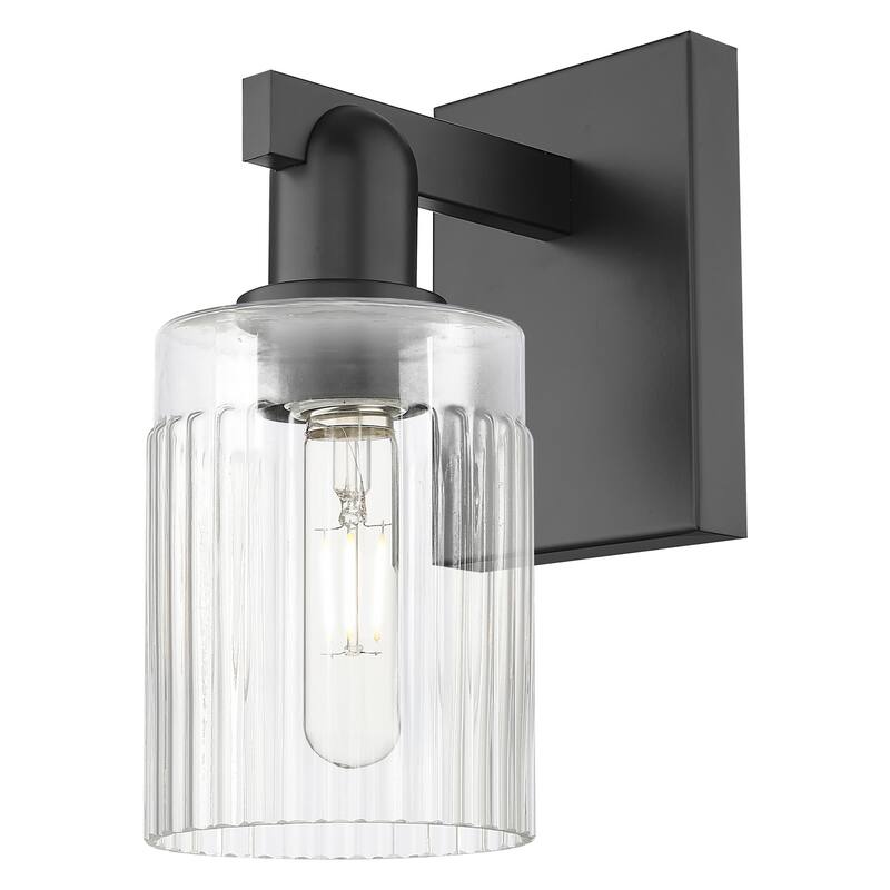 Innovations Lighting 716-1W-11-5 Hadley Sconce Hadley 11" Tall Wall - Matte Black / Clear