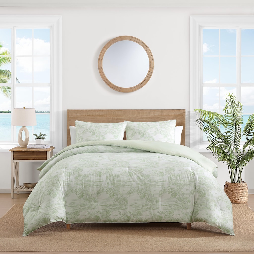Tommy Bahama Beach Bluff Toile Cotton Green Comforter Set