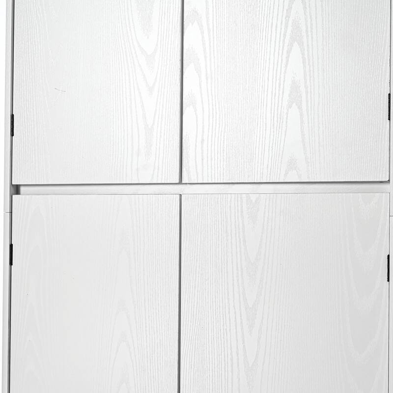 72" Tall Farmhouse Kitchen Pantry Cabinet, 8 Door Shelves, Curved Design Storage Cabinet with 3 Adjustable Shelves