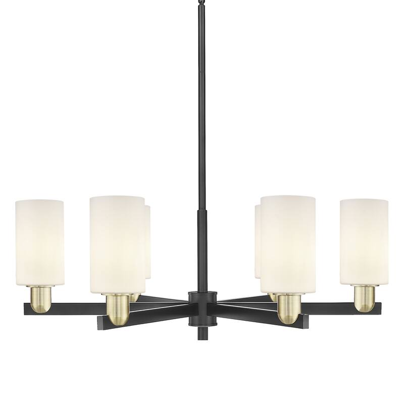 Innovations Lighting 716-6CR-11-34 Clymer Chandelier Clymer 6 Light - Black Antique Brass / Matte White