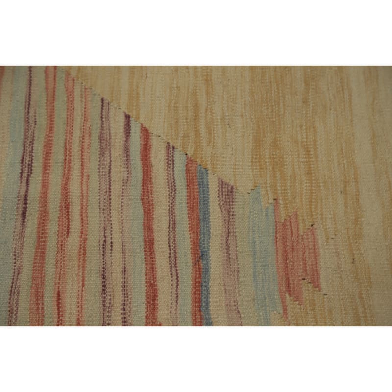 Hand Woven Oriental 100% Wool Carpet Southwestern Tribal Yellow & Gold Kilim Area Rug - 12' 2'' X 9' 5''