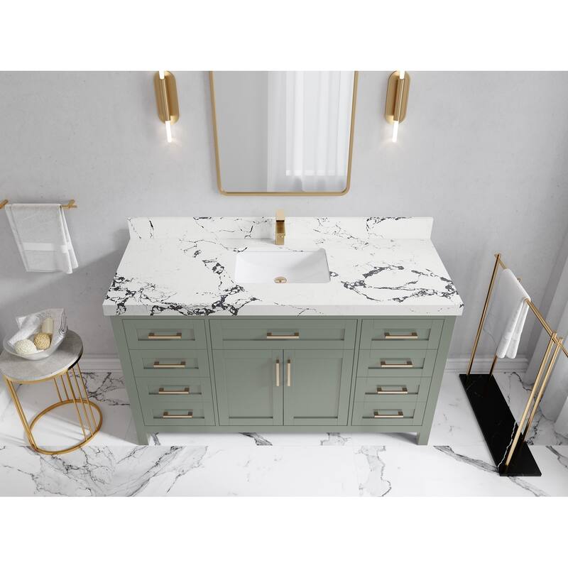 Willow Collections 60 in. W x 22 in. D Cambridge Single Sink Bathroom Vanity with Countertop - 2"Viola Night - Evergreen