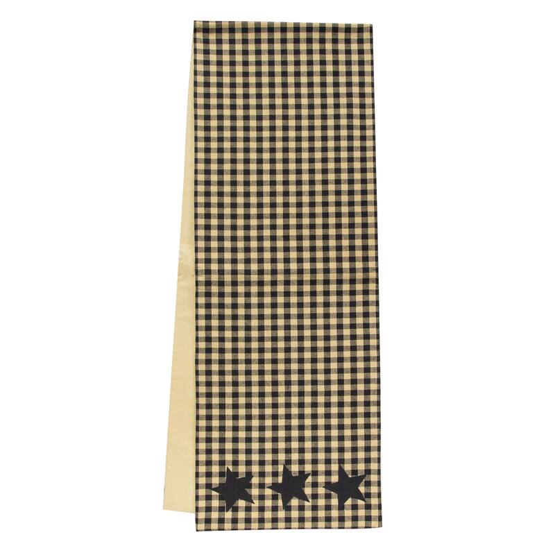 Black & Tan Check Star Applique Long Runner