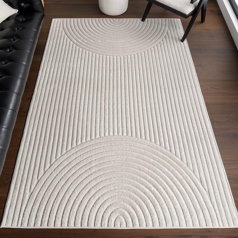 Nuloom Zia Geometric Indoor/Outdoor Rug - 6'7" x 9' - Cream