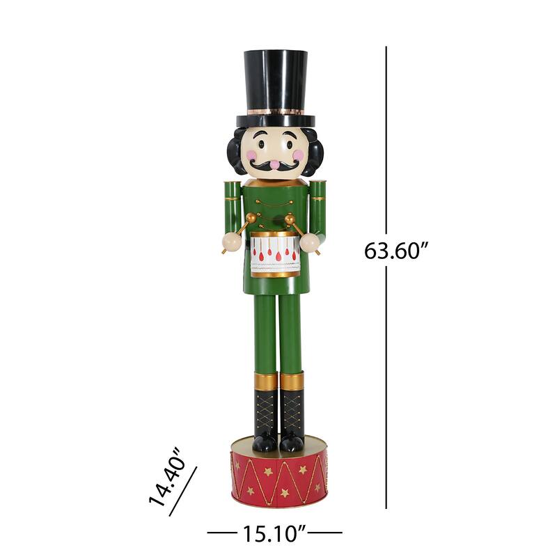 Christopher Knight Home - Jingle Classic Holiday Outdoor Iron Nutcracker Decor with Vibrant Festive Detailing