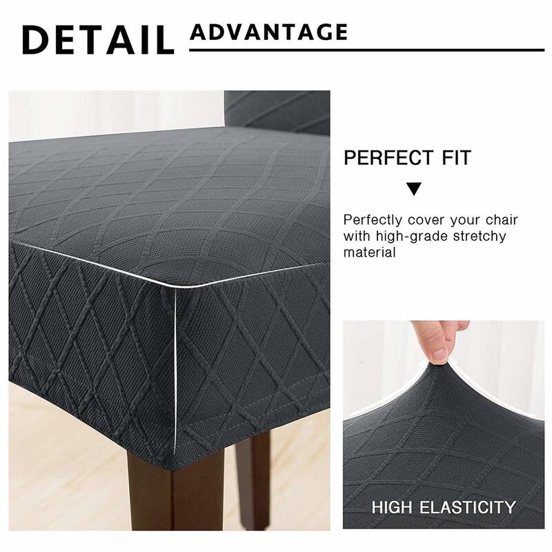 Enova Home Rhombus Jacquard Stretchy Universal Dining Chair Slipcovers Set of 4