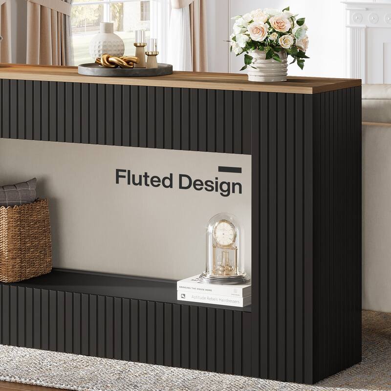 55-Inch Modern Console Table with Storage, 2-Tier Narrow Long Sofa Table Behind Couch Table for Entryway