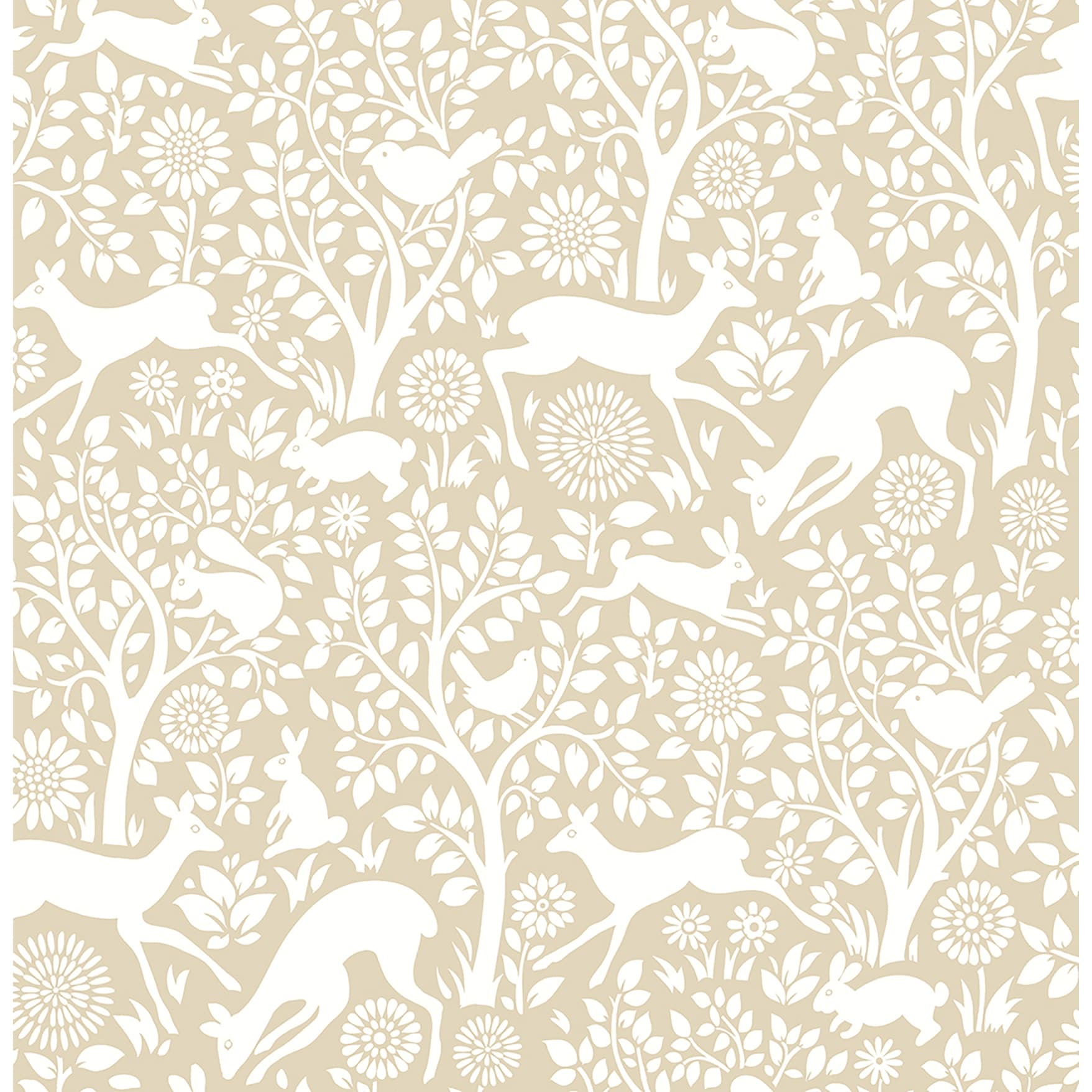 A-Street Prints Meadow Taupe Animals Wallpaper