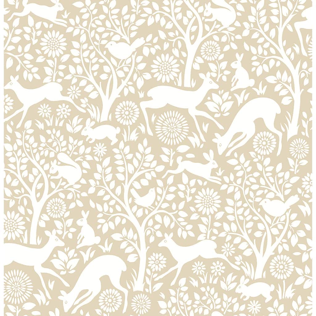 A-Street Prints Meadow Taupe Animals Wallpaper