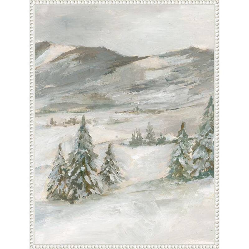Snowy Slopes I by Ethan Harper Framed Canvas Wall Art Print - Sylvie Beaded White