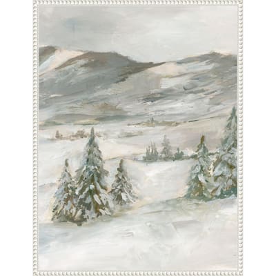 Snowy Slopes I by Ethan Harper Framed Canvas Wall Art Print - Sylvie Beaded White