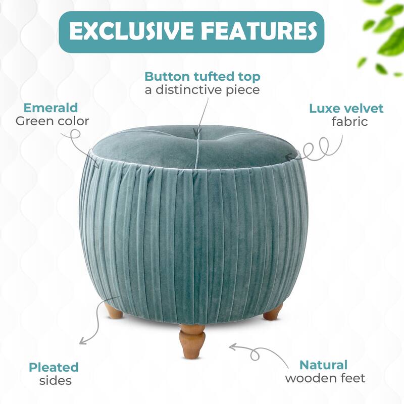 NPD Furniture Helena Velvet Small Round Ottoman