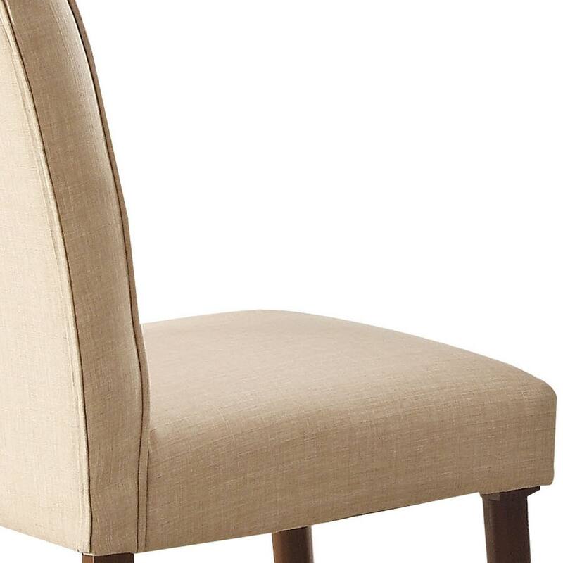 HomeRoots Set of Two Tufted Beige and Brown Upholstered Linen And Solid Wood Dining Side Chairs