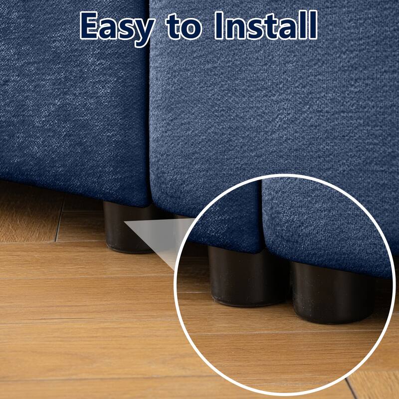 Upholstered Leisure Couch with Hidden Storage, Luxurious Sectional Sofa for Living Room, 75.5" Chenille Loveseat with 2 Ottomans