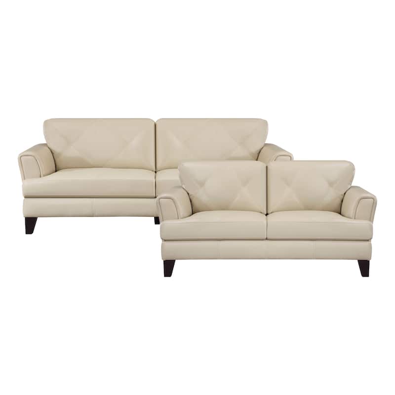 Howe 2-Piece Leather Living Room Sofa Set - Cream