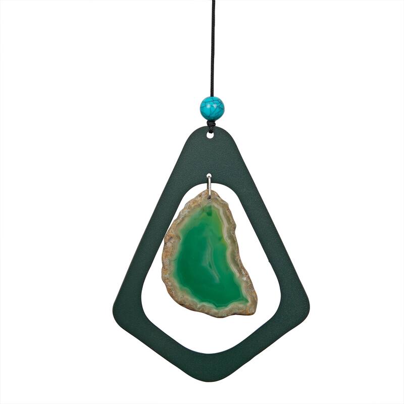 39" Green Metal Windchime with Green Gemstone