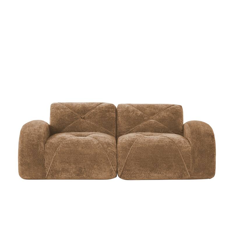 Roomfitters 2-Seater Tufted Velvet Sofa, No Assembly Boneless Cloud Couch with 32D High-Density Sponge