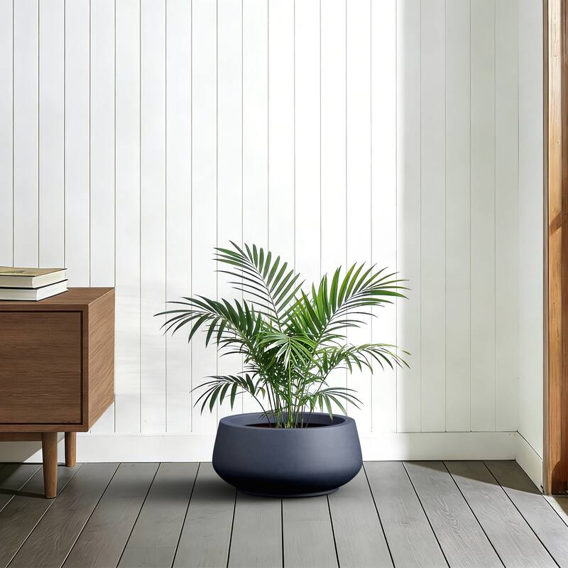 Upgraded Interior Concrete Curvy Round Planter