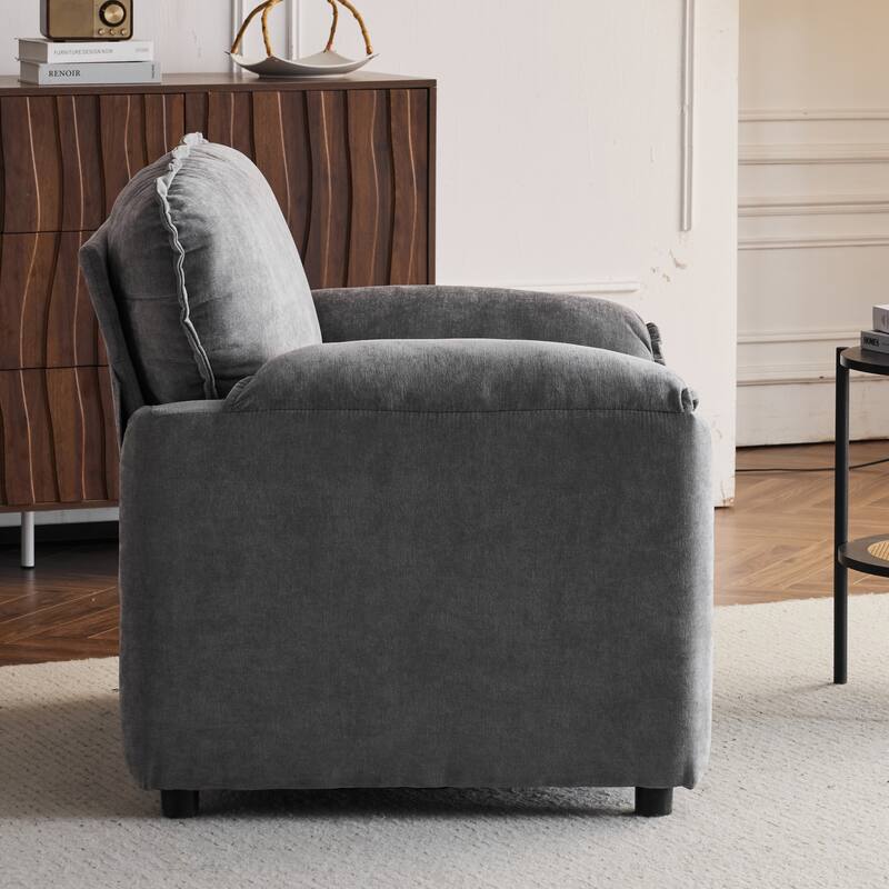 Oversized Chenille Bean Bag Chair, High Back Reading Armchair, Comfy Fluffy Sofa Chair with Cushions & Wide Seat