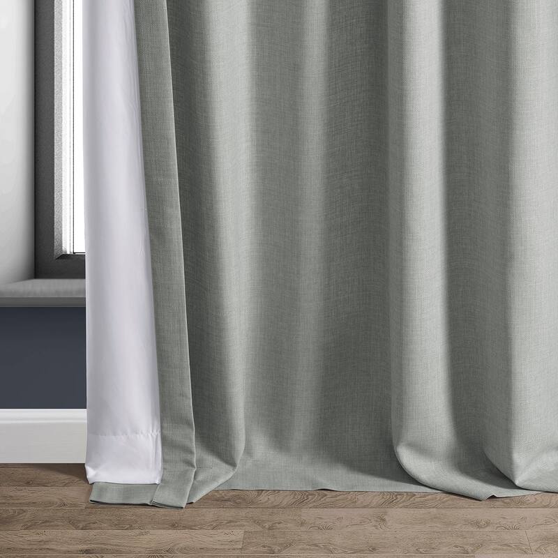 Exclusive Fabrics Italian Faux Linen Room Darkening Curtains (1 Panel) - Sophisticated Drapery for Versatile Décor