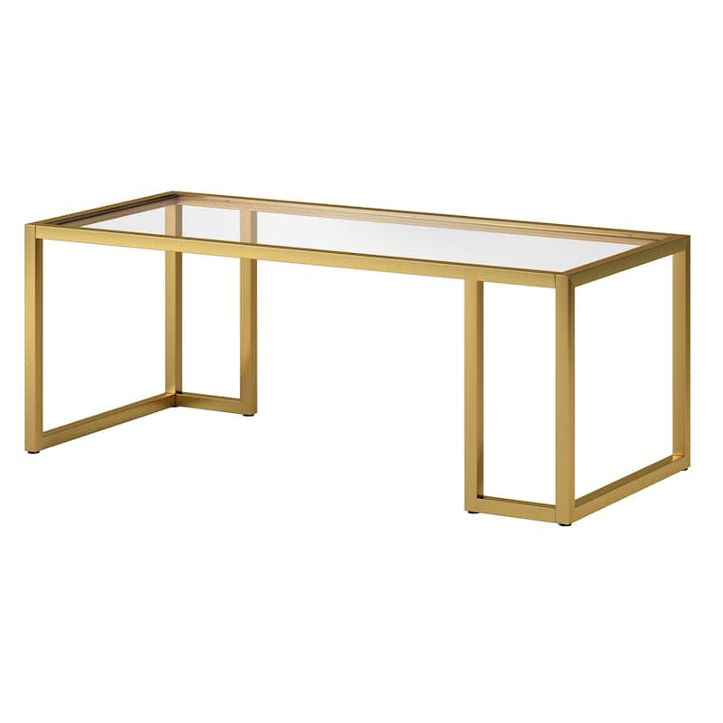 45 Inch Glass Steel Coffee Table Rectangular Living Room Furniture - 45” x 20” x 17”