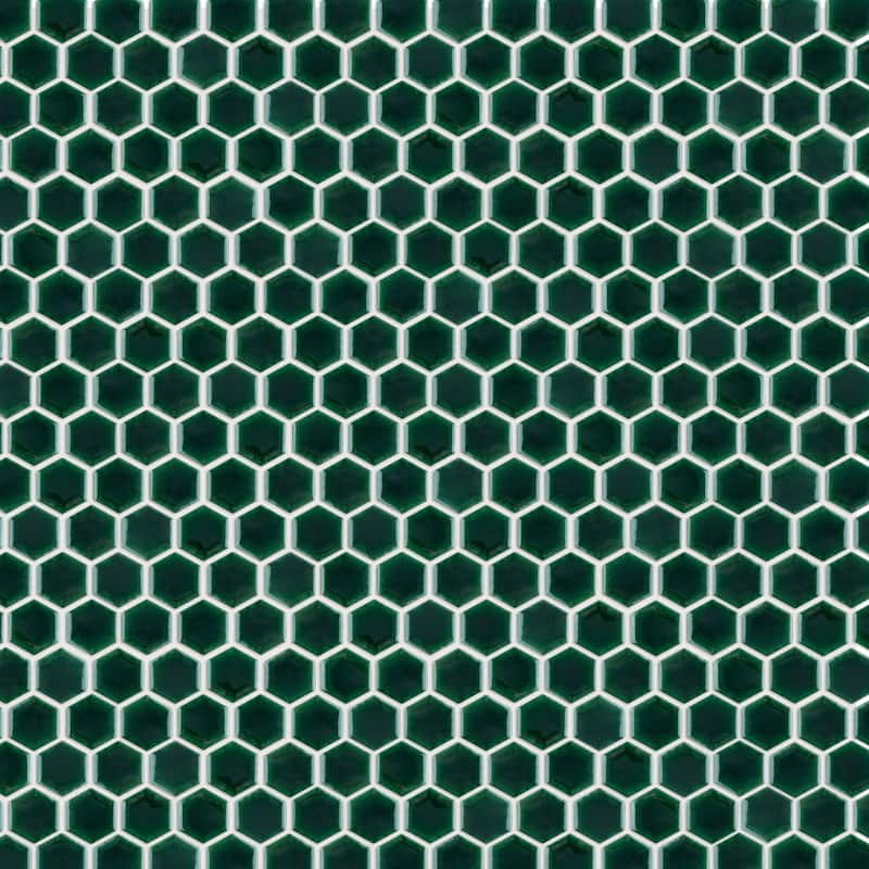 Merola Tile Metro Ion 1" Hex Emerald 10-1/4" x 11-7/8" Porcelain Mosaic Wall Tile
