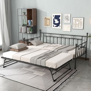 Metal Daybed Twin Size With Pop Up Trundle Bed 🔔