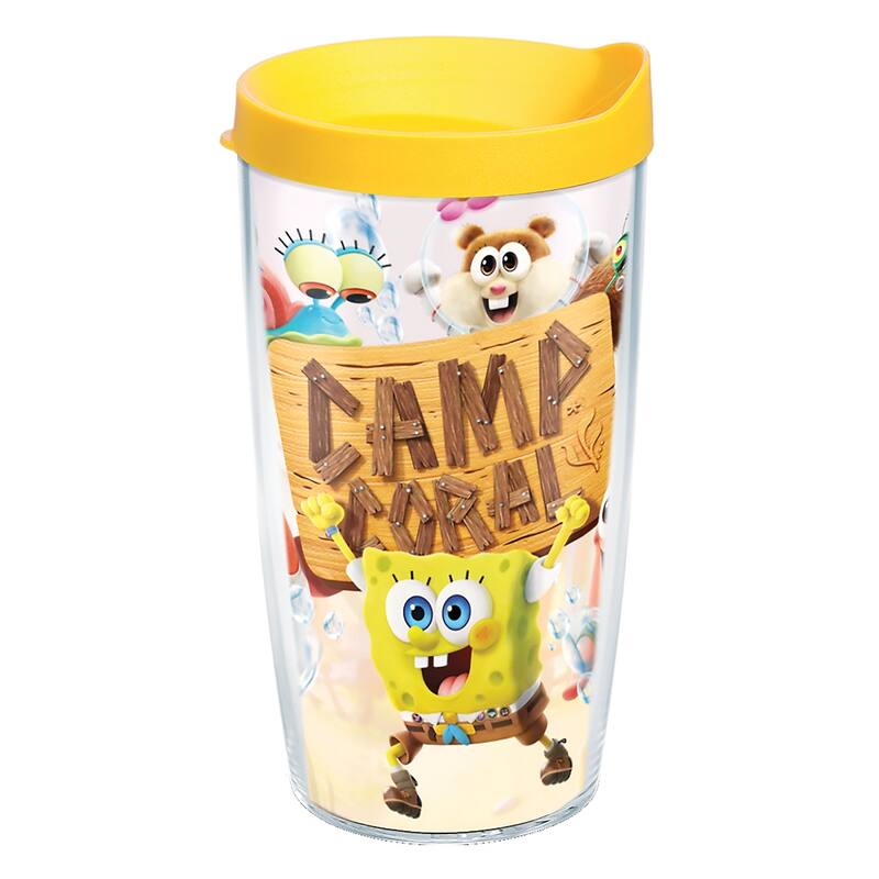 Tervis Nickelodeon SpongeBob SquarePants Camp Coral Made in USA Double Walled Insulated Travel Tumbler, Classic - 16oz - 16oz