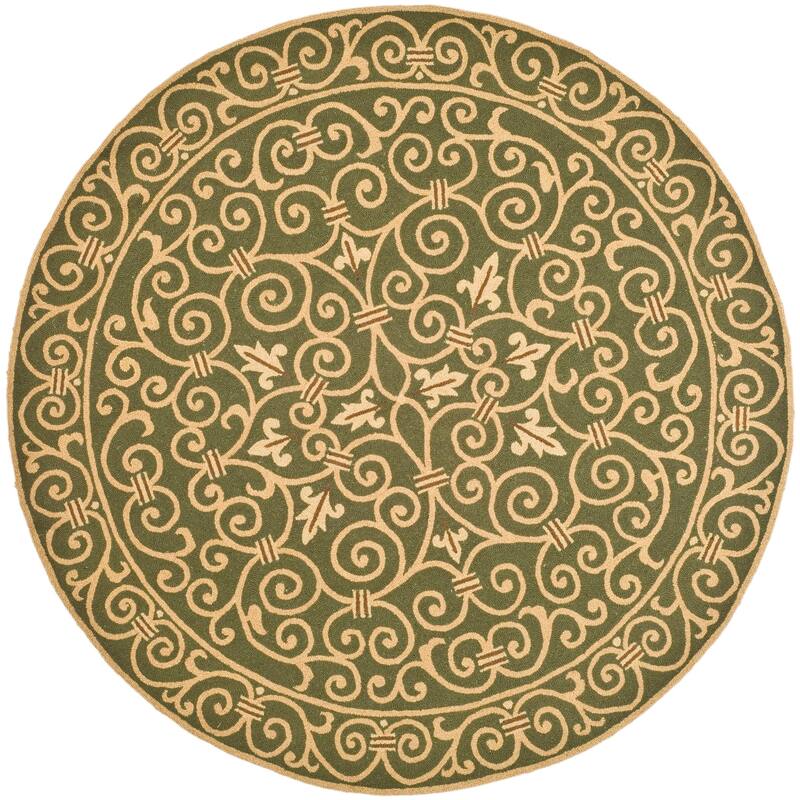 SAFAVIEH Hand-hooked Chelsea Joba Country Oriental Wool Rug - 5'6" Round - Light Green - Runner/Round