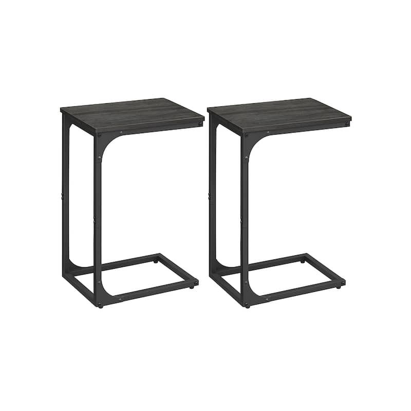 Steel Particleboard C Shaped Side Tables Set of 2 Slim Design for Small Spaces - 15.7" x 11.8" x 24.4"