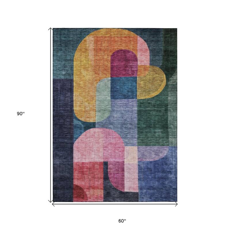 HomeRoots Abstract Transitional Rectangle Outdoor Rug