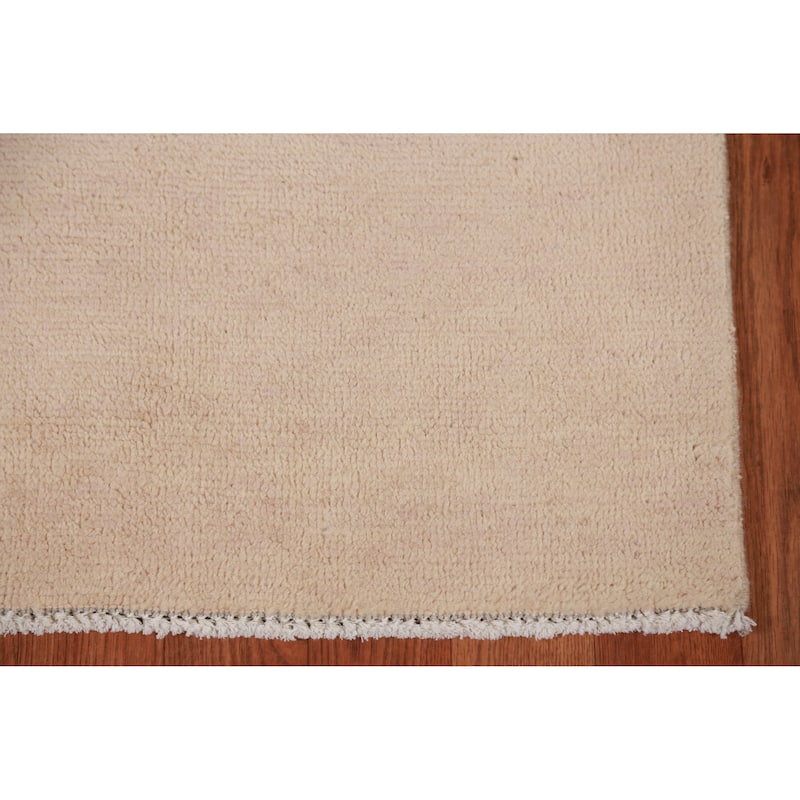 Hand Knotted Oriental 100% Wool Carpet Modern Solid Peach Gabbeh Runner Rug - 8' 3'' X 2' 7''