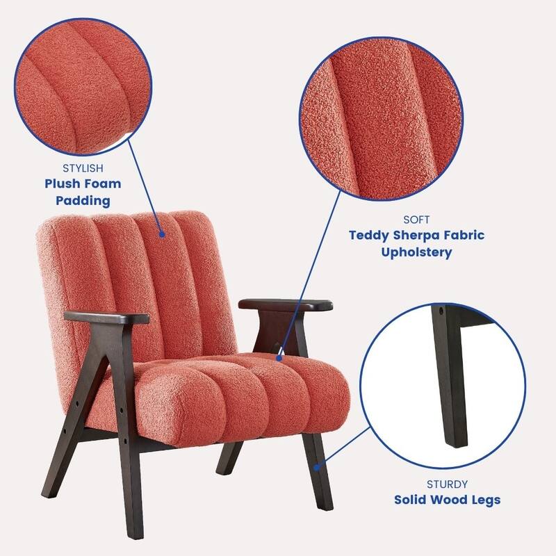 Unique Reading Chair Dining Chair with Wooden Armrests, Decorative Chair Corner Chair Dressing Chair Padded Chair