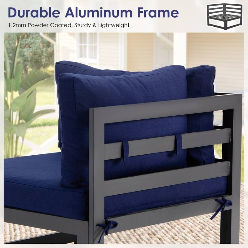 FINCATI Aluminum Outdoor Patio Furniture Conversation Sectional Sofa Set