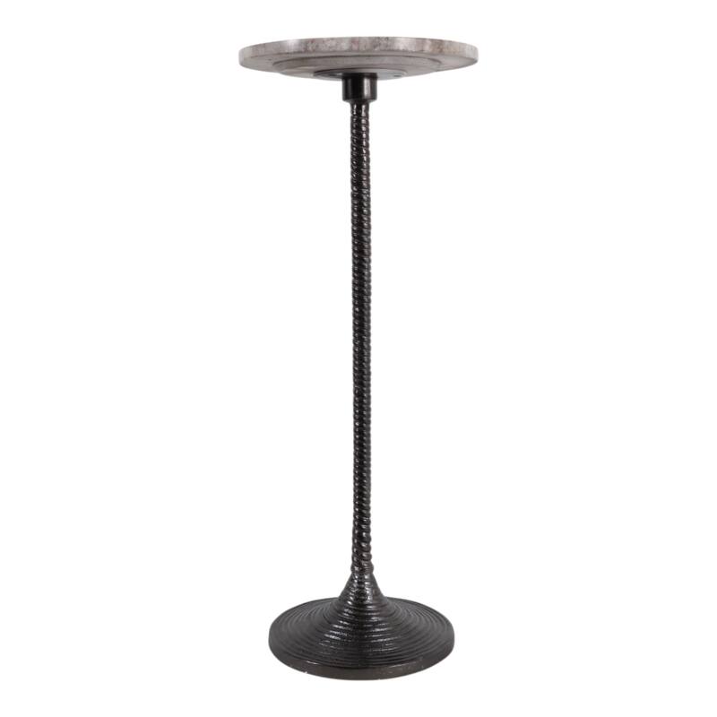 Metal and Stone Accent Table with Aluminum Base - Modern Stylish Side Table for Home Decor