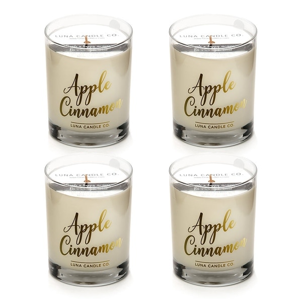Apple Cinnamon Candle, Natural Soy Wax, Holiday Gift (4 Pack)