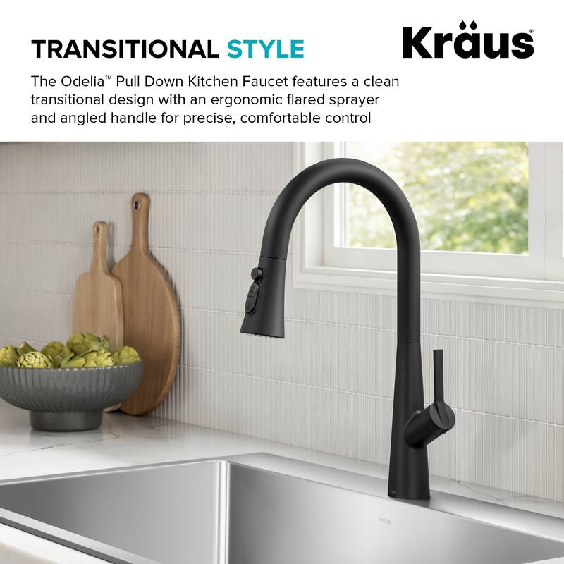KRAUS Odelia 4-Function Single Handle Pull Down Kitchen Faucet