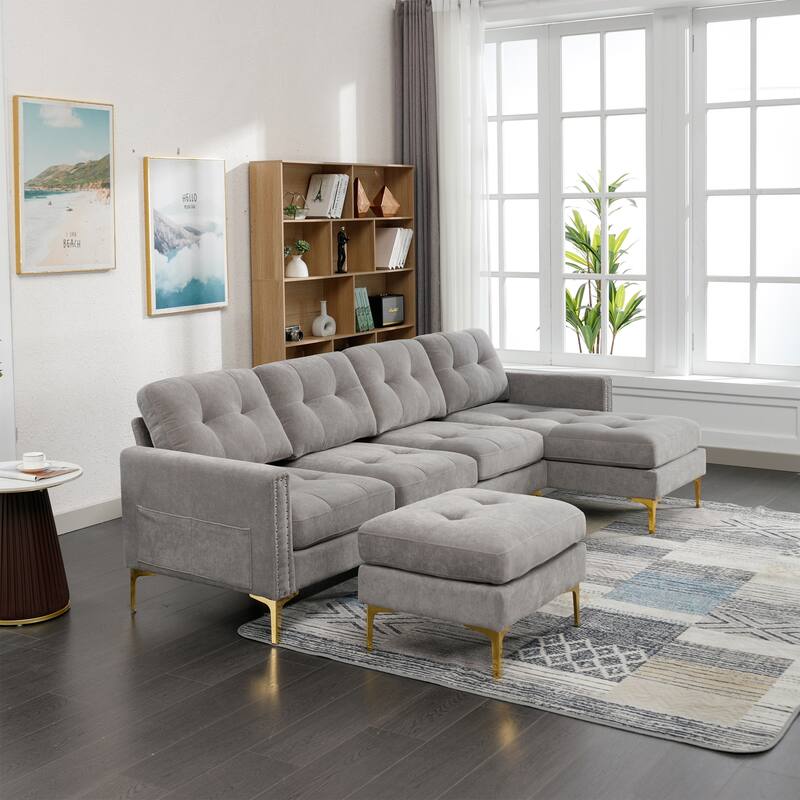 110" L-Shape Convertible Sectional Sofa Couch