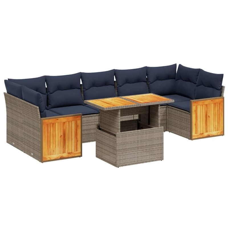 vidaXL Patio Sofa Set with Cushions Outdoor Furniture 8/10 Piece Poly Rattan