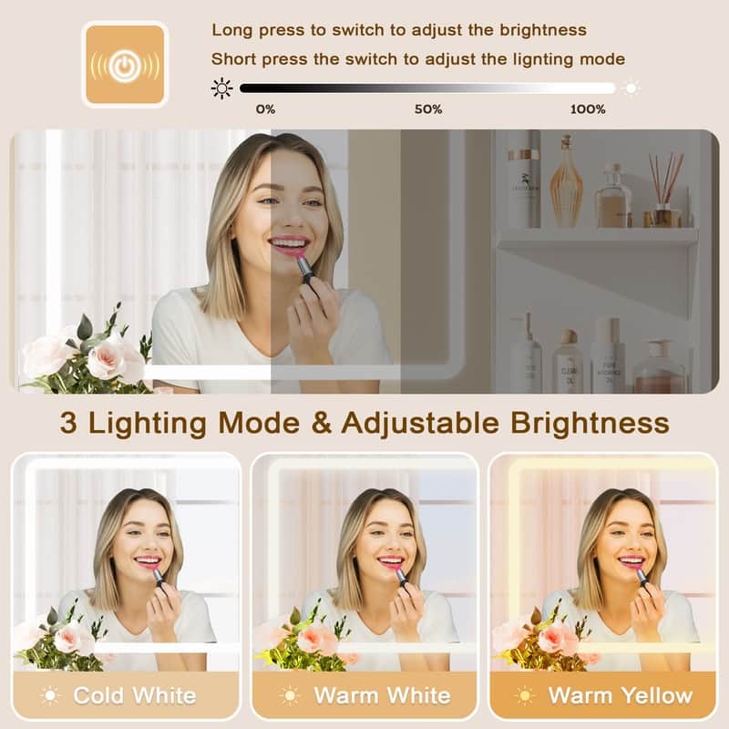 Modern Vanity Sets(1+1) with Smart LED Mirror,Large Storage,MDF Construction