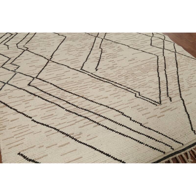 Earth Tone Moroccan Rug Hand-Knotted Wool Carpet - 7'0"x 10'9"