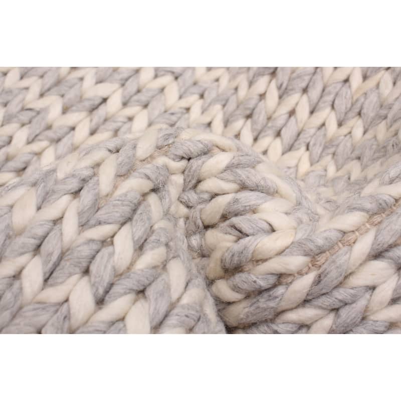 ECARPETGALLERY Braid weave Sienna Grey Wool Rug - 3'11 x 6'0