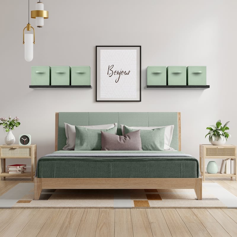 Sorbus Foldable Storage Cubes - 6 Pack Sage Green, Fabric, Foldable, Storage and Organization Bins